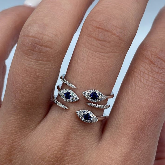 Blue Sapphire Evil Eye Ring