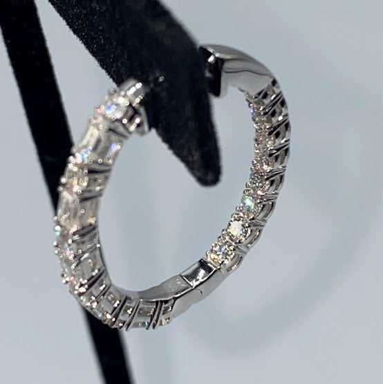 14K Inside Out Emerald & Round Diamond Hoops
