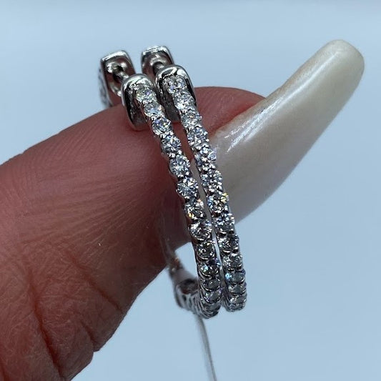 14K Inside Out Round Diamond Hoops