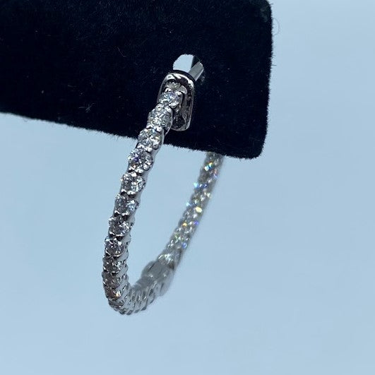 14K Inside Out Round Diamond Hoops