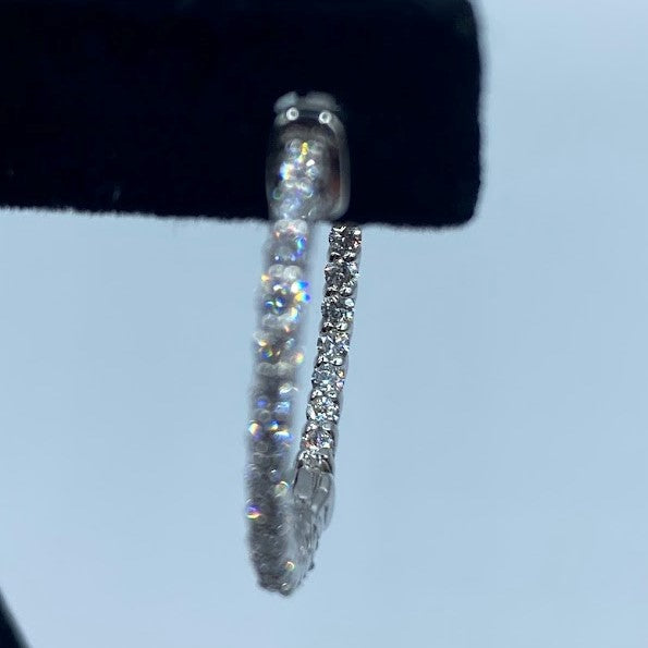 14K Inside Out Round Diamond Hoops
