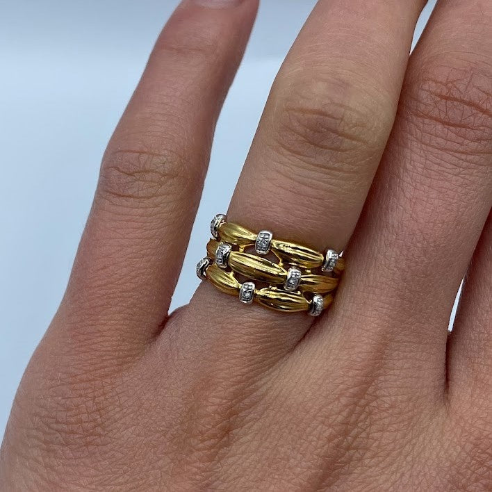 18K Basket Weave Diamond Ring