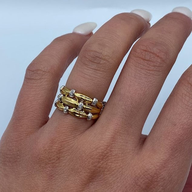 18K Basket Weave Diamond Ring