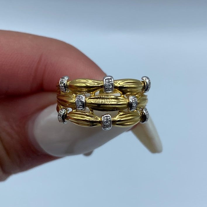 18K Basket Weave Diamond Ring
