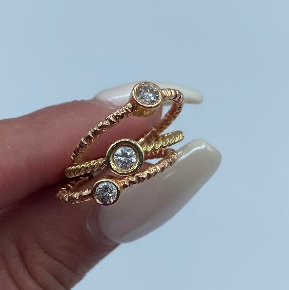 14K Stackable Rope Diamond Ring