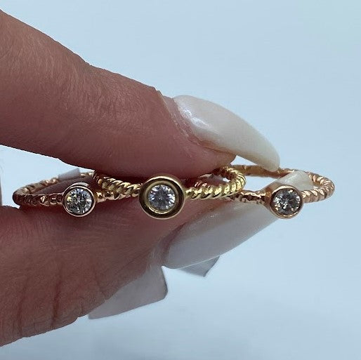 14K Stackable Rope Diamond Ring