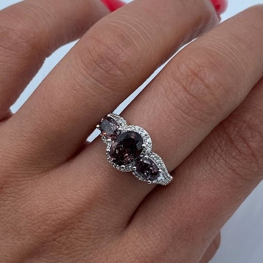 18K Madagascar Garnet Diamond Ring