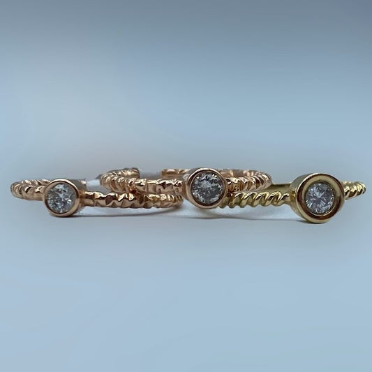 14K Stackable Rope Diamond Ring