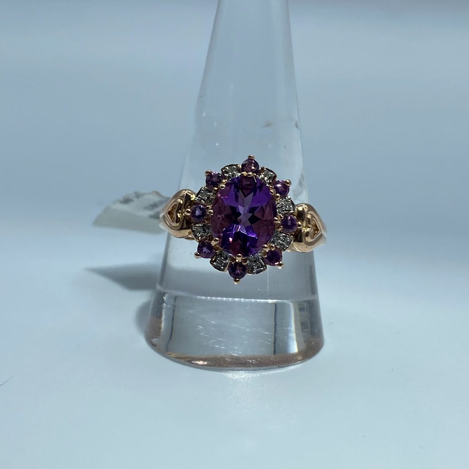 14K Amethyst and Diamond Ring