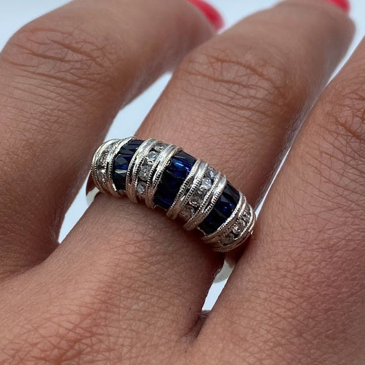 Sapphire & Diamond Art Deco Band