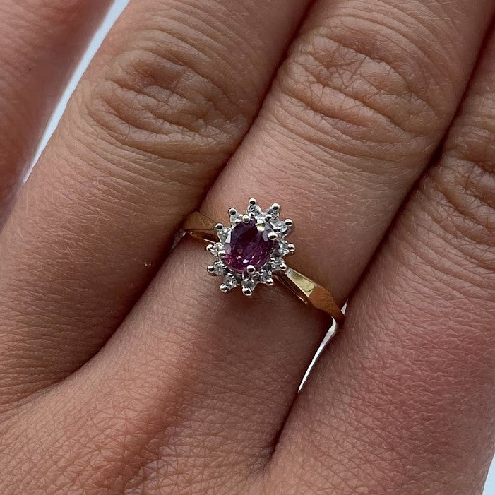 14K Oval Ruby and Diamond Ring