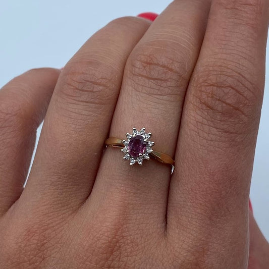 Oval Ruby Floral Ring