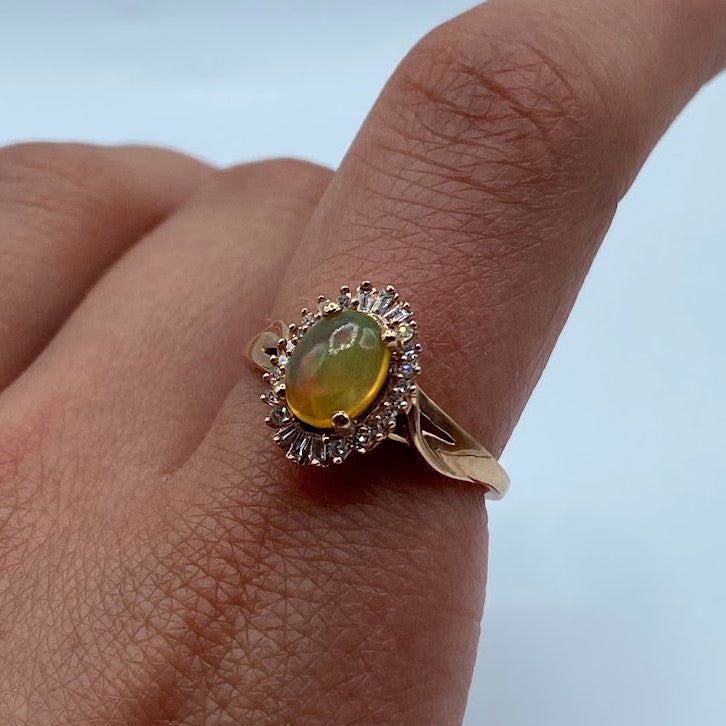10K Opal and Diamond Ring