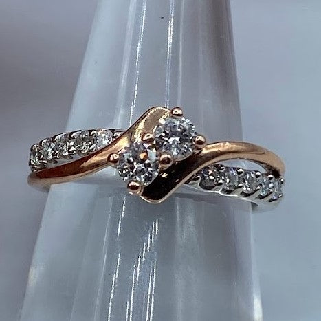 Two Stone, Two Tone Diamond Ring