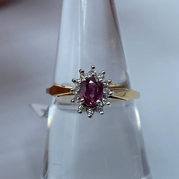 14K Oval Ruby and Diamond Ring