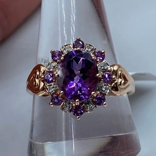 14K Amethyst and Diamond Ring
