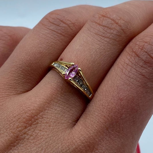 Pink Topaz "Water Under the Bridge" Diamond Ring