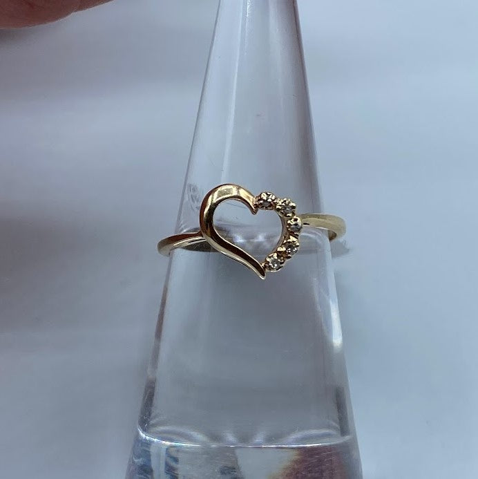 14K Heart with Diamonds Ring