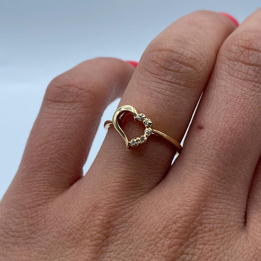14K Heart with Diamonds Ring
