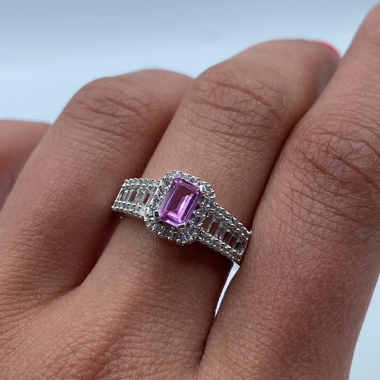 14K Pink Sapphire Diamond Ring