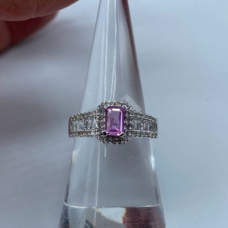 14K Pink Sapphire Diamond Ring