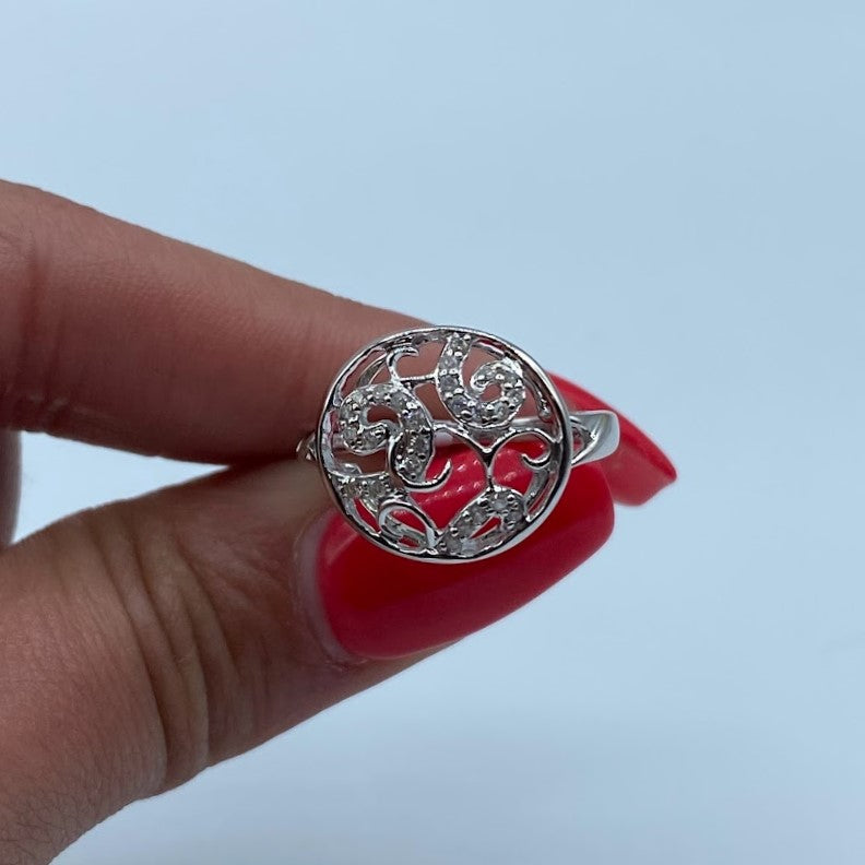 14K Gold Swirl Diamond Ring