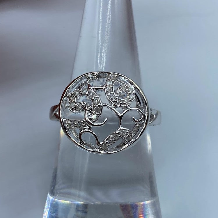 14K Gold Swirl Diamond Ring