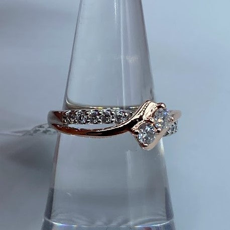 Two Stone, Two Tone Diamond Ring