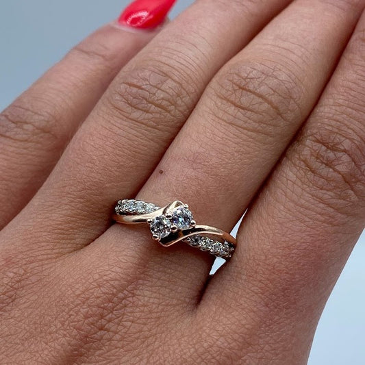Two Stone, Two Tone Diamond Ring