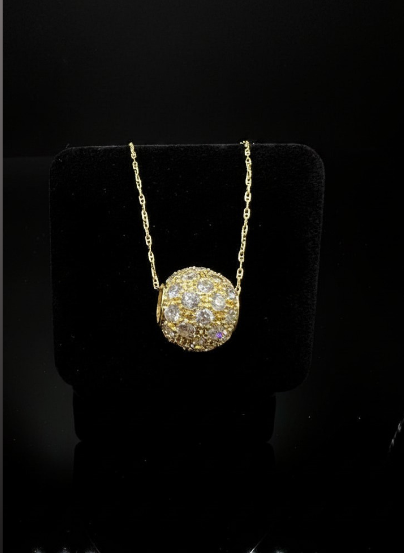 14K Cubic Zirconia Ball Pendant