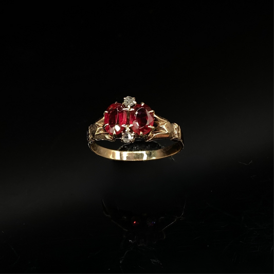Antique Ruby & Diamond Two Stone Ring
