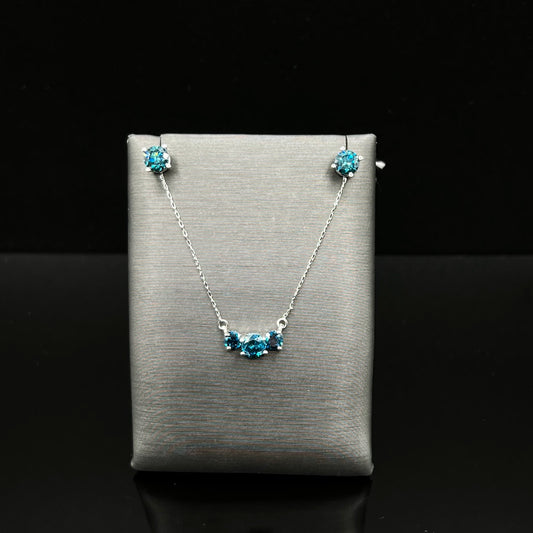 Blue Diamond 3-Stone Necklace