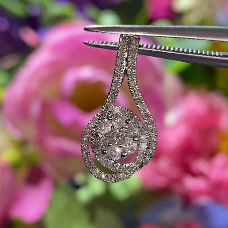 10K White Gold Loop Diamond Pendant