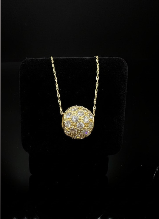 14K Cubic Zirconia Ball Pendant